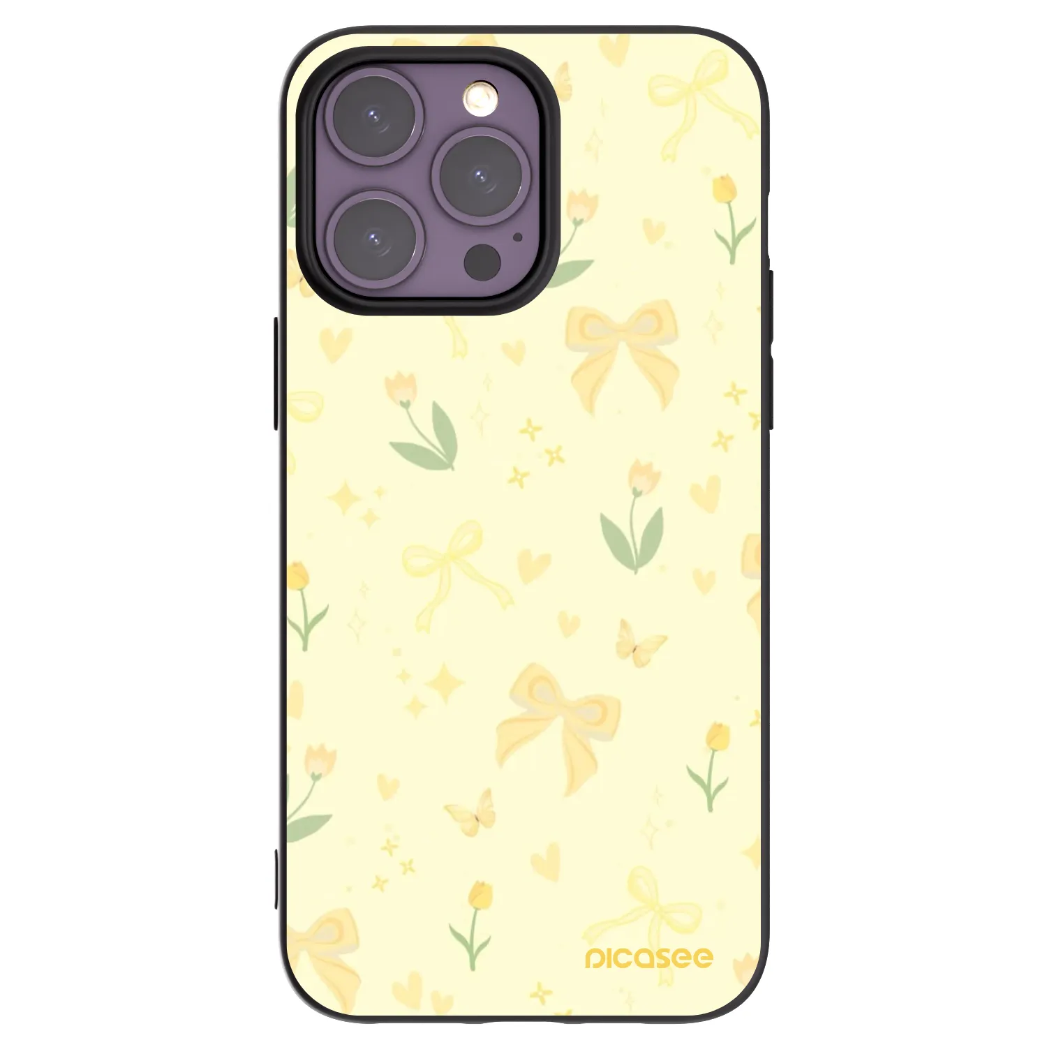 Picasee Μαύρη θήκη σιλικόνης για Apple iPhone 14 Pro Max - Honey Blossom
