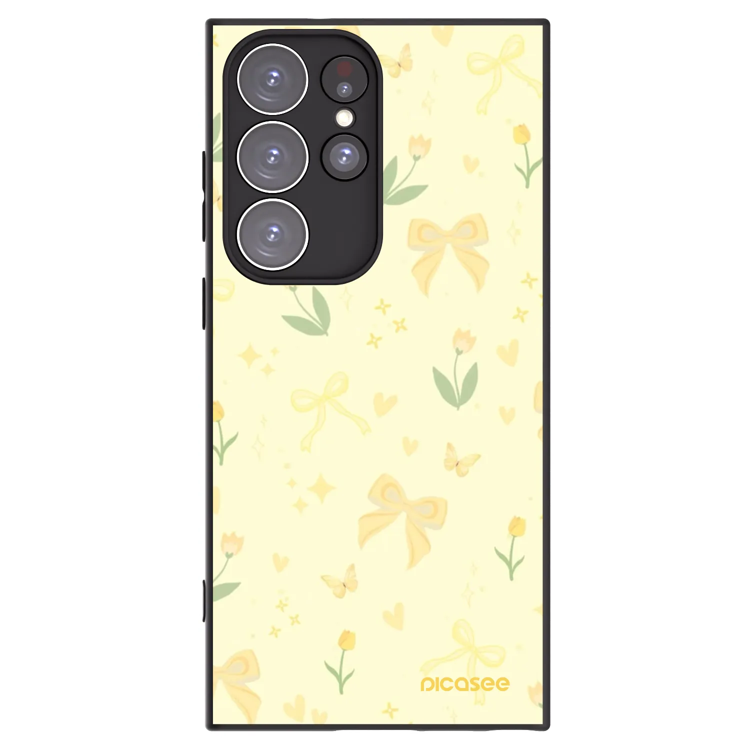 Picasee Μαύρη θήκη σιλικόνης για Samsung Galaxy S23 Ultra 5G - Honey Blossom