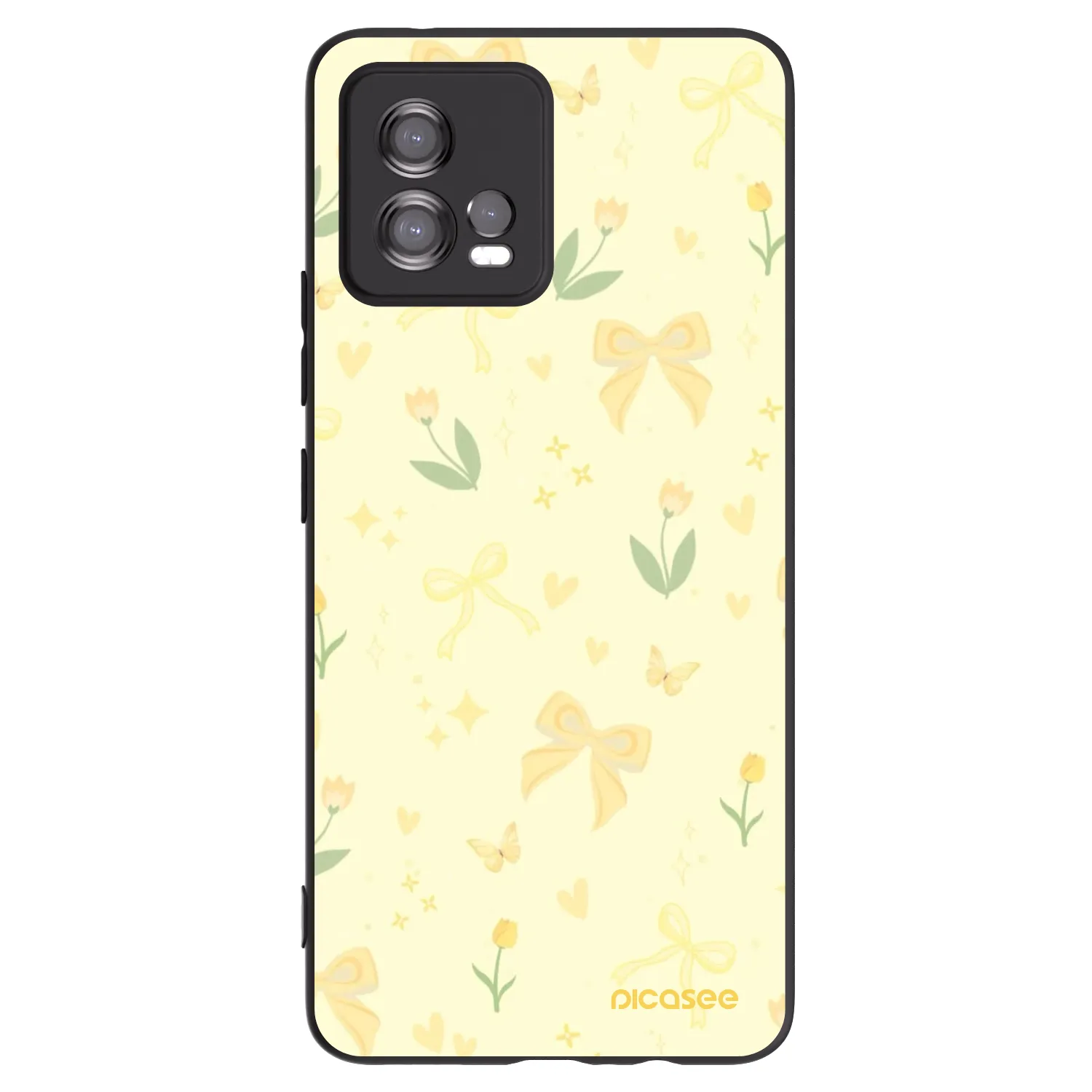 Picasee Μαύρη θήκη σιλικόνης για Motorola Moto G72 - Honey Blossom