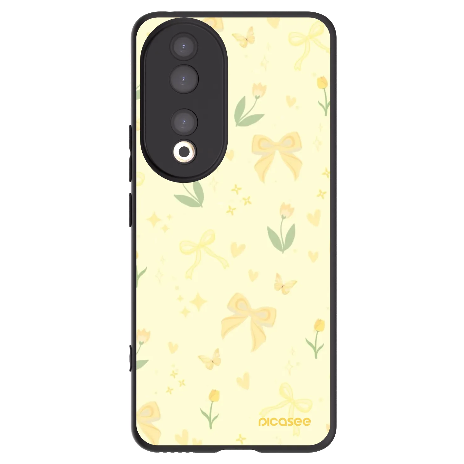 Picasee Μαύρη θήκη σιλικόνης για Honor 90 5G - Honey Blossom