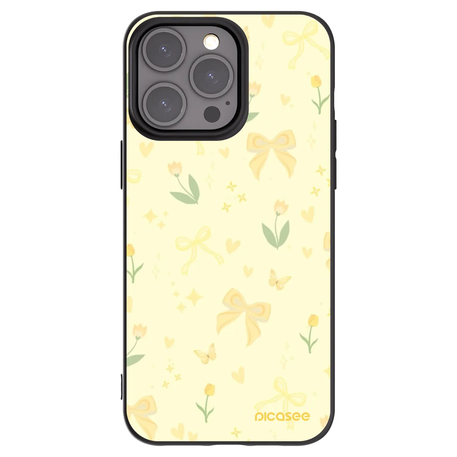Picasee Μαύρη θήκη σιλικόνης για Apple iPhone 15 Pro Max - Honey Blossom