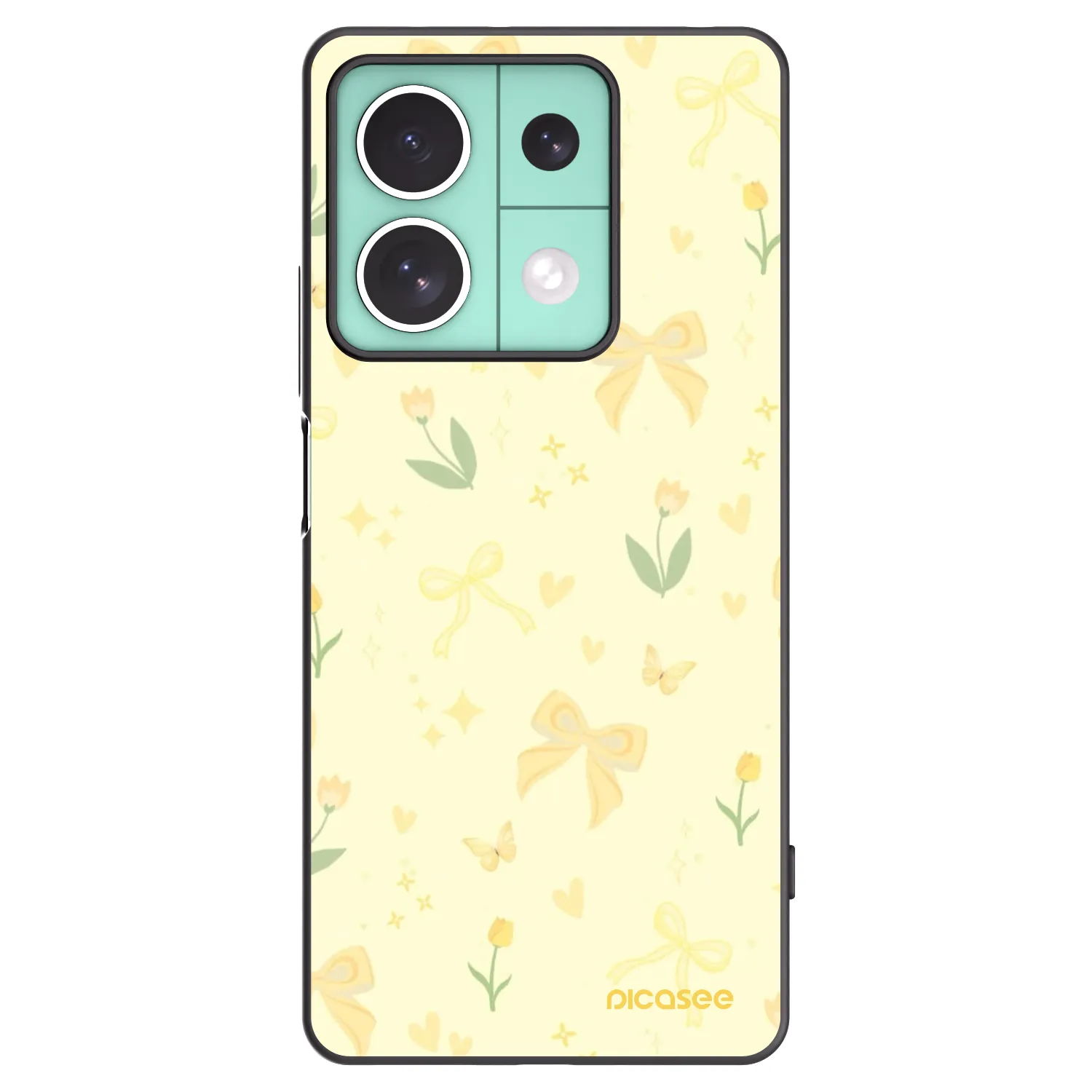 Picasee Μαύρη θήκη σιλικόνης για Xiaomi Redmi Note 13 5G - Honey Blossom