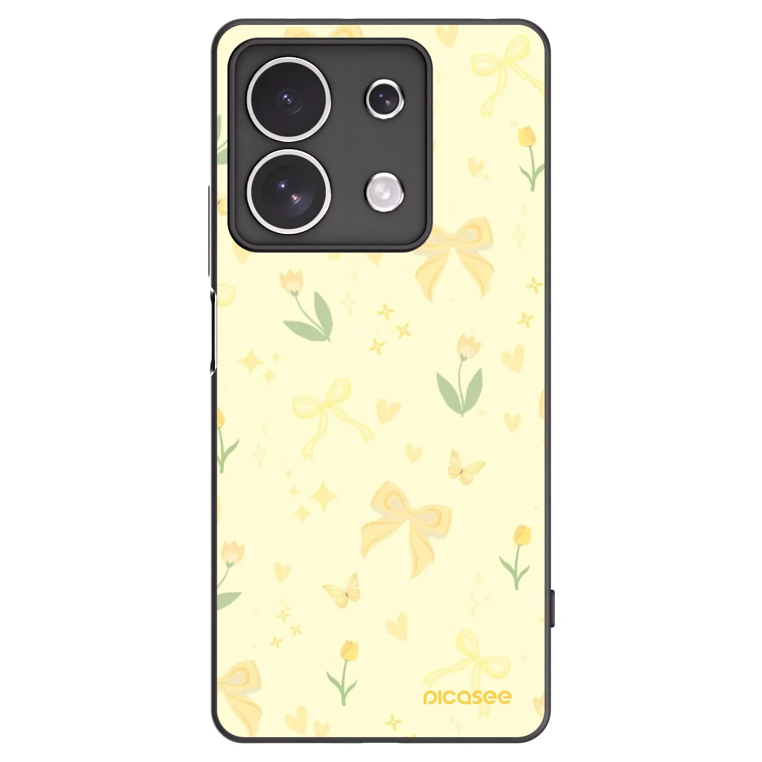 Picasee Μαύρη θήκη σιλικόνης για Xiaomi Redmi Note 13 4G - Honey Blossom