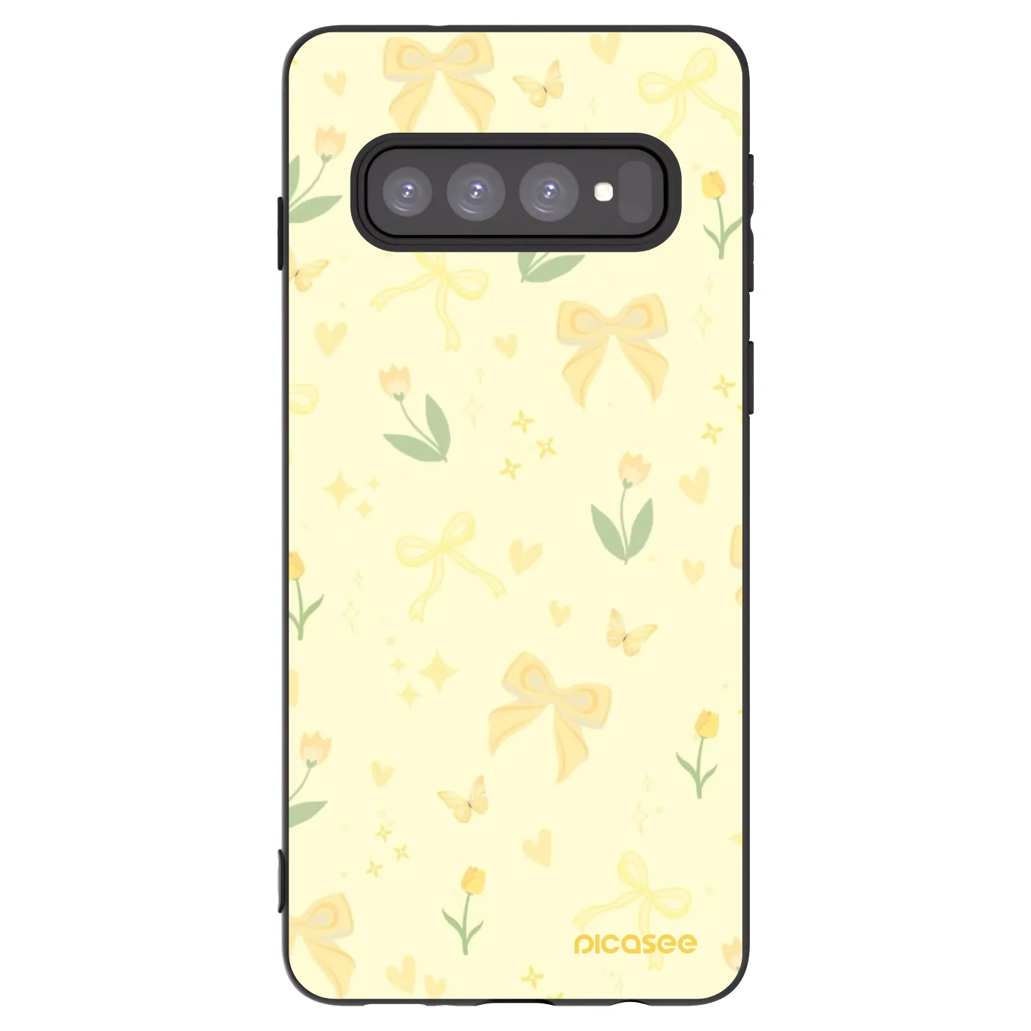 Picasee Μαύρη θήκη σιλικόνης για Samsung Galaxy S10 G973 - Honey Blossom