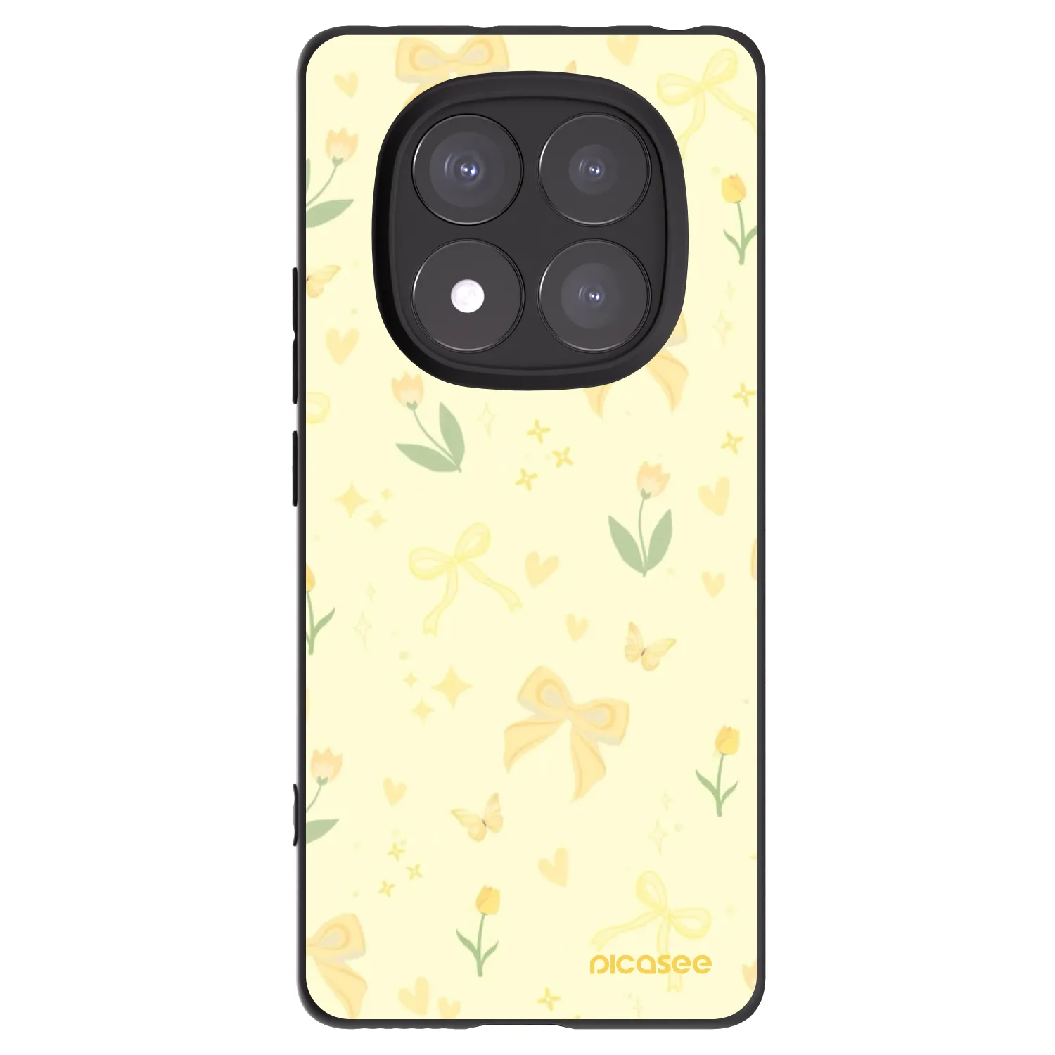 Picasee Μαύρη θήκη σιλικόνης για Xiaomi Redmi Note 14 Pro 5G - Honey Blossom