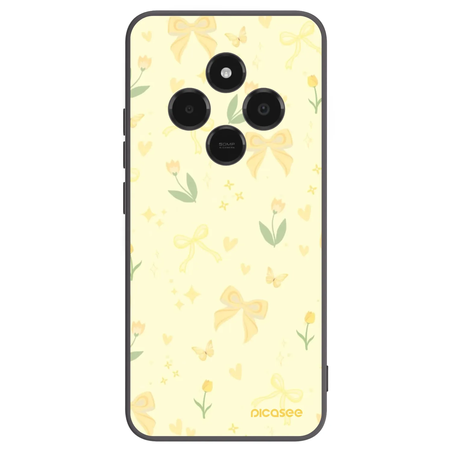 Picasee Μαύρη θήκη σιλικόνης για Xiaomi Poco C75 - Honey Blossom