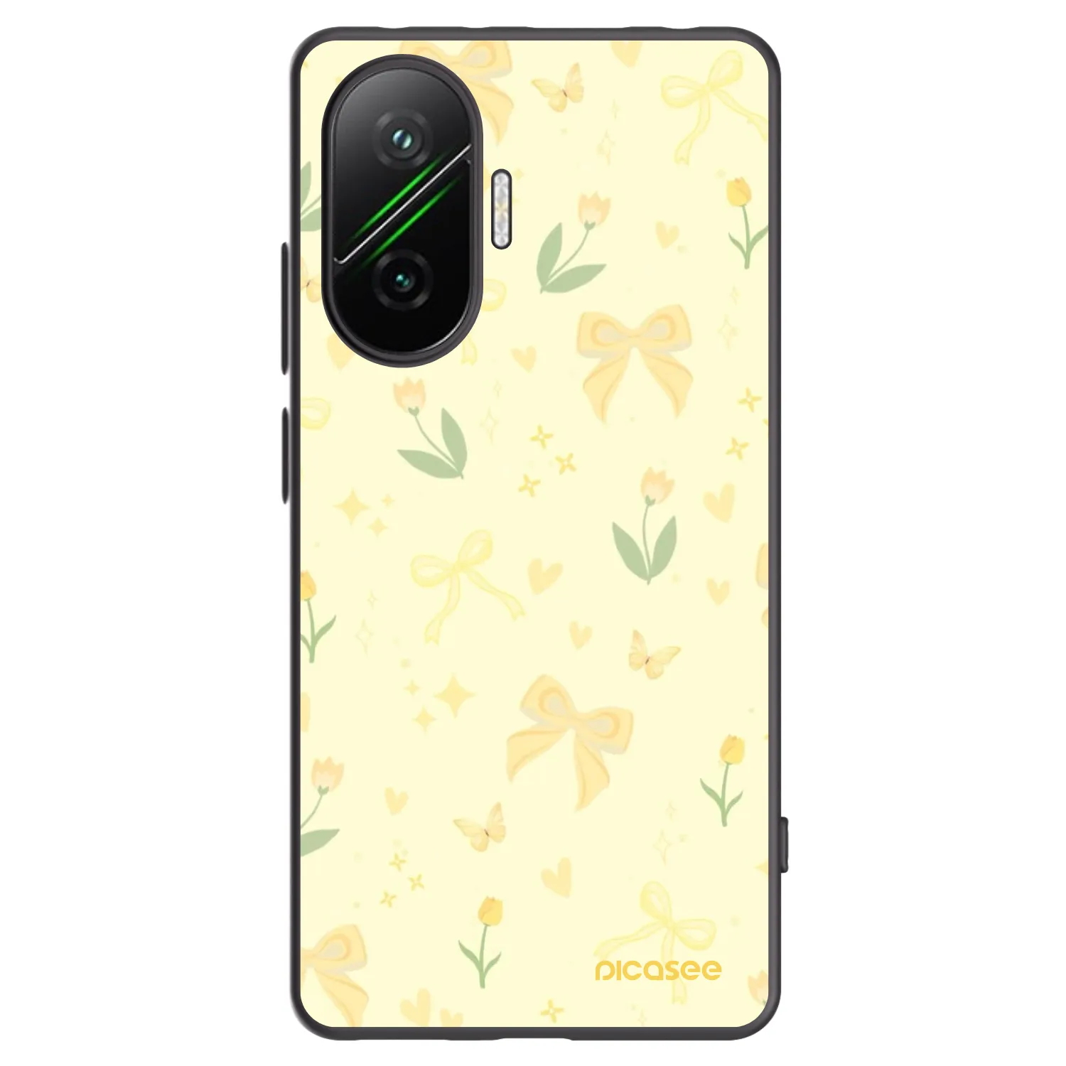 Picasee Μαύρη θήκη σιλικόνης για Xiaomi Poco F7 5G - Honey Blossom