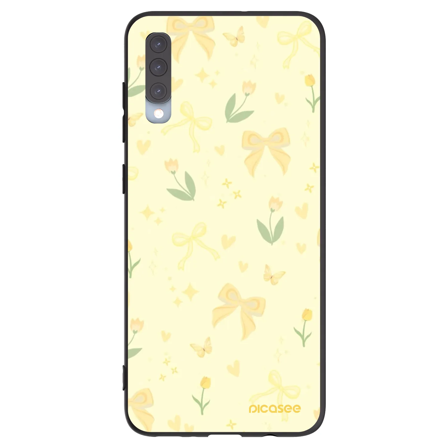 Picasee Μαύρη θήκη σιλικόνης για Samsung Galaxy A70 A705F - Honey Blossom