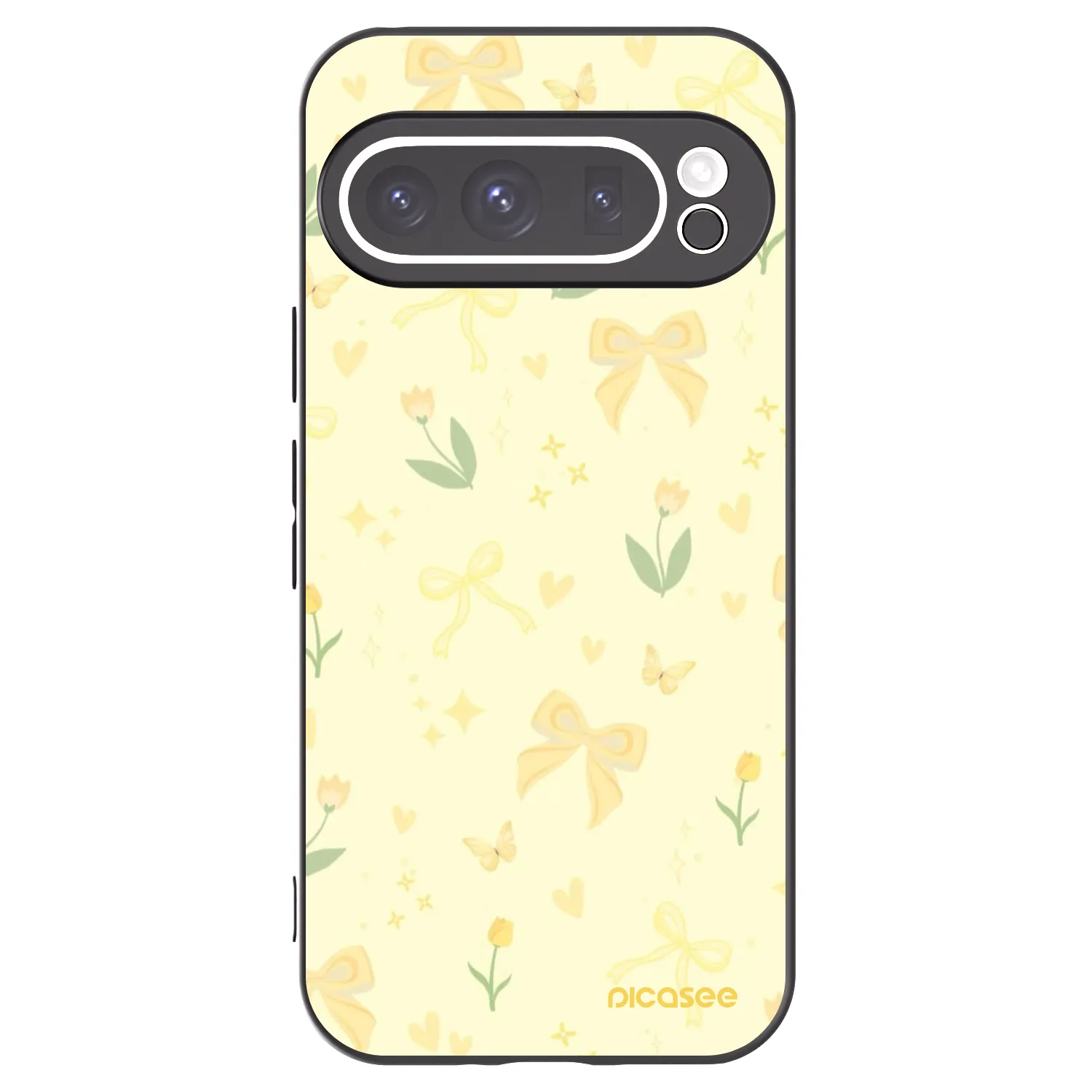 Picasee Μαύρη θήκη σιλικόνης για Google Pixel 9 Pro XL - Honey Blossom