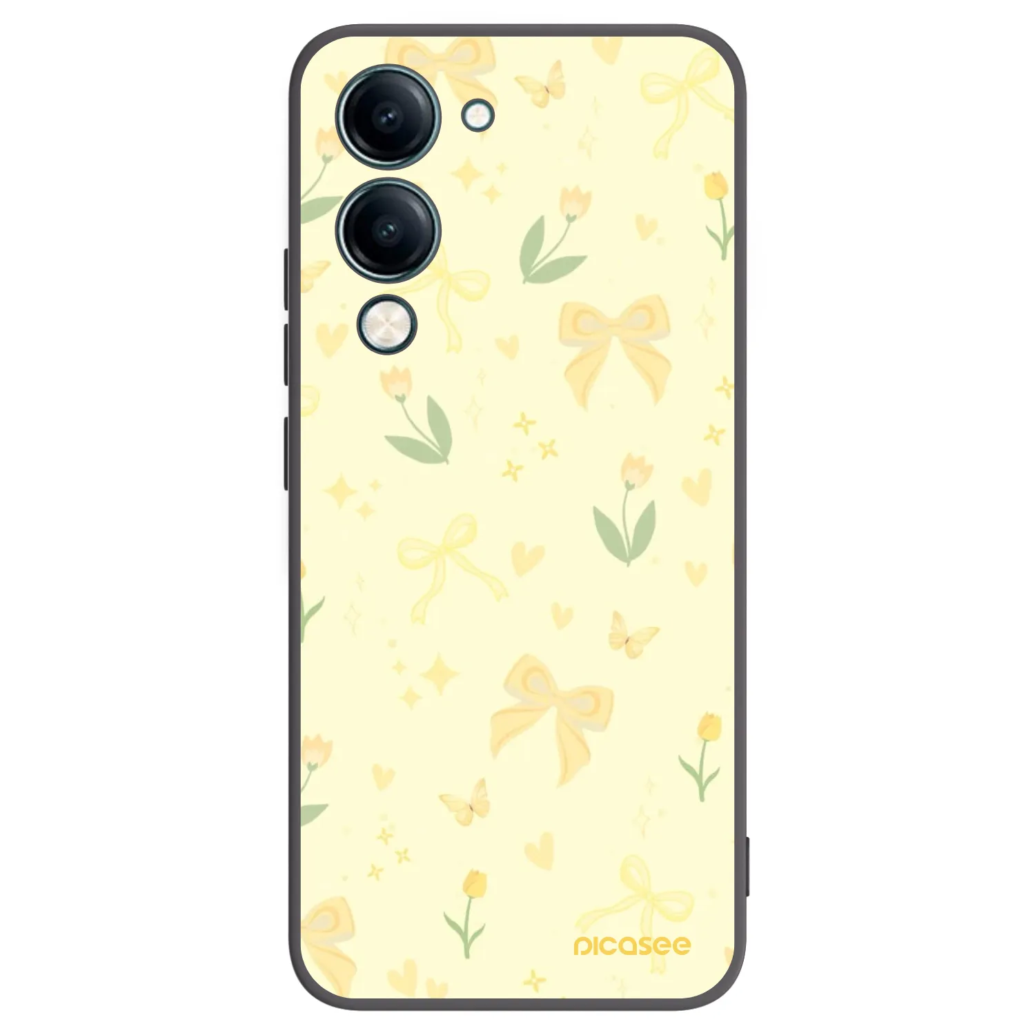 Picasee Μαύρη θήκη σιλικόνης για Vivo Y29s 5G - Honey Blossom
