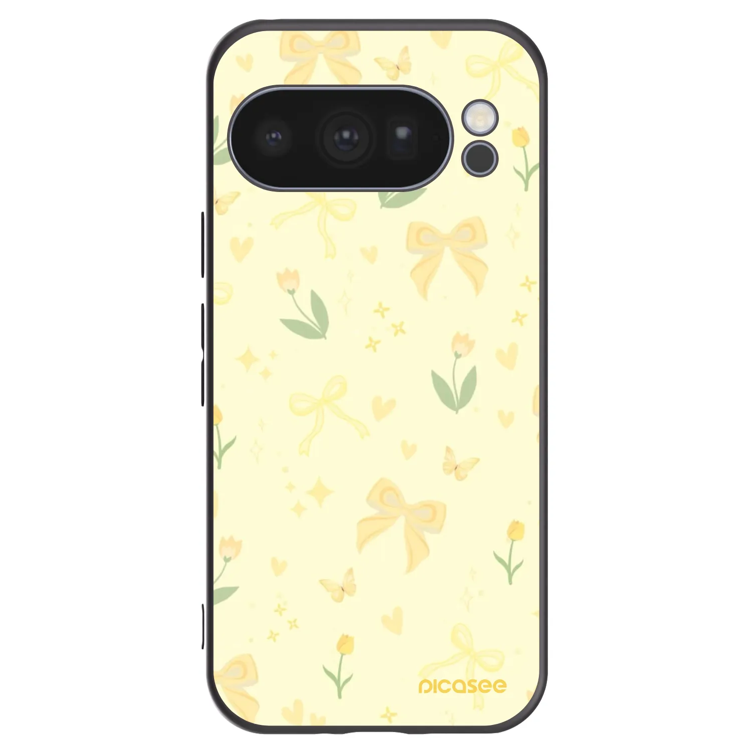 Picasee Μαύρη θήκη σιλικόνης για Google Pixel 10 Pro - Honey Blossom
