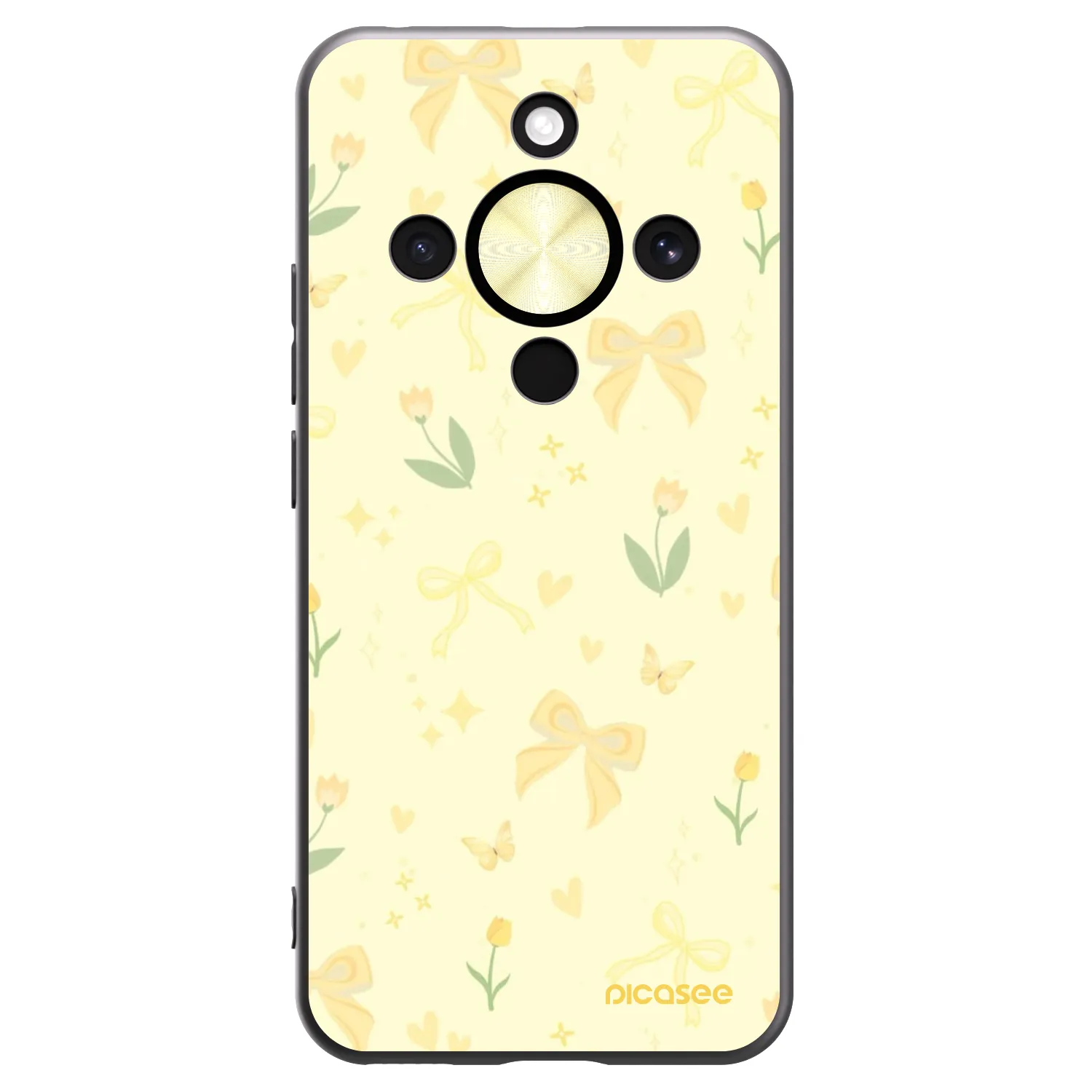 Picasee Μαύρη θήκη σιλικόνης για Honor Magic8 Lite 5G - Honey Blossom