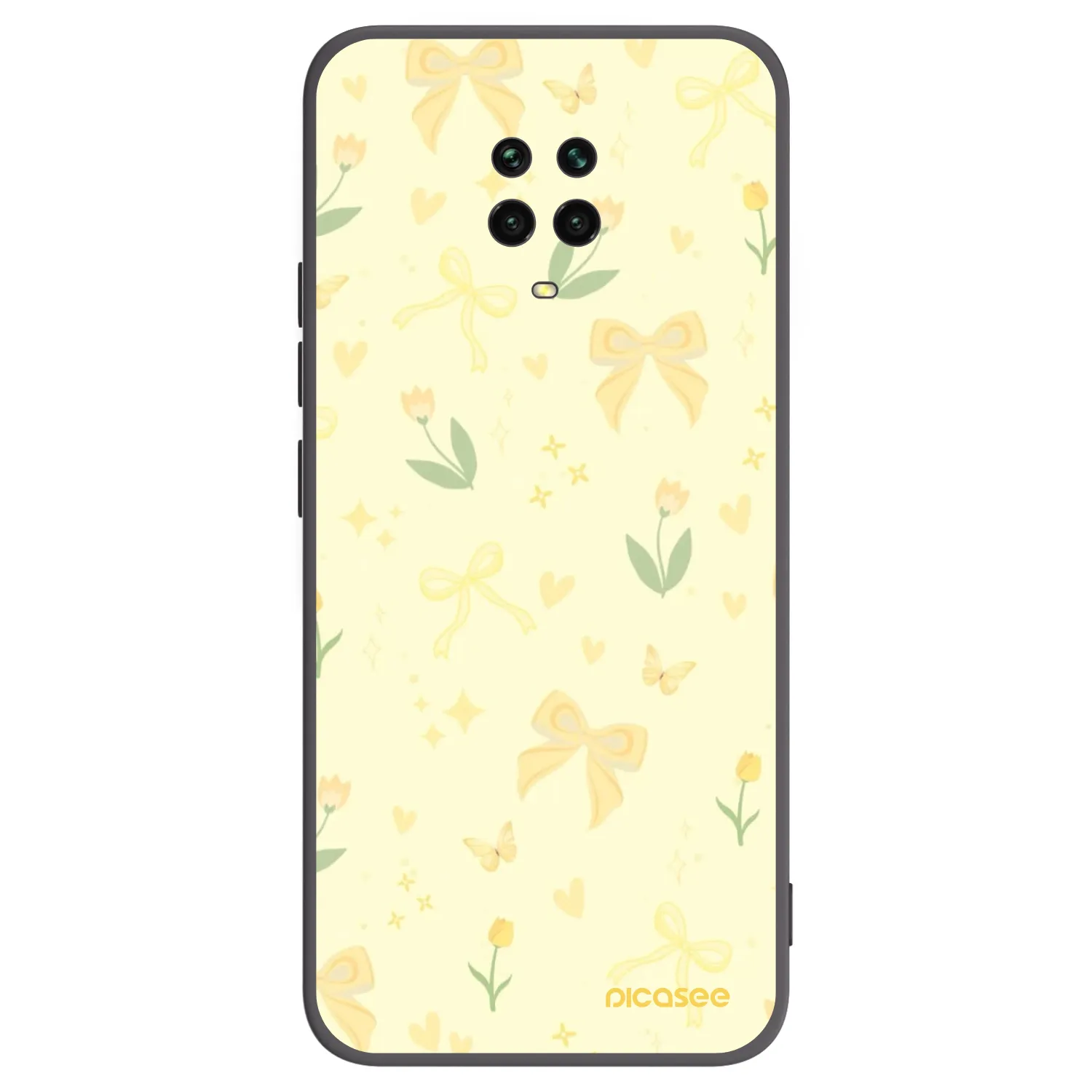 Picasee Μαύρη θήκη σιλικόνης για Xiaomi Redmi Note 9 Pro - Honey Blossom