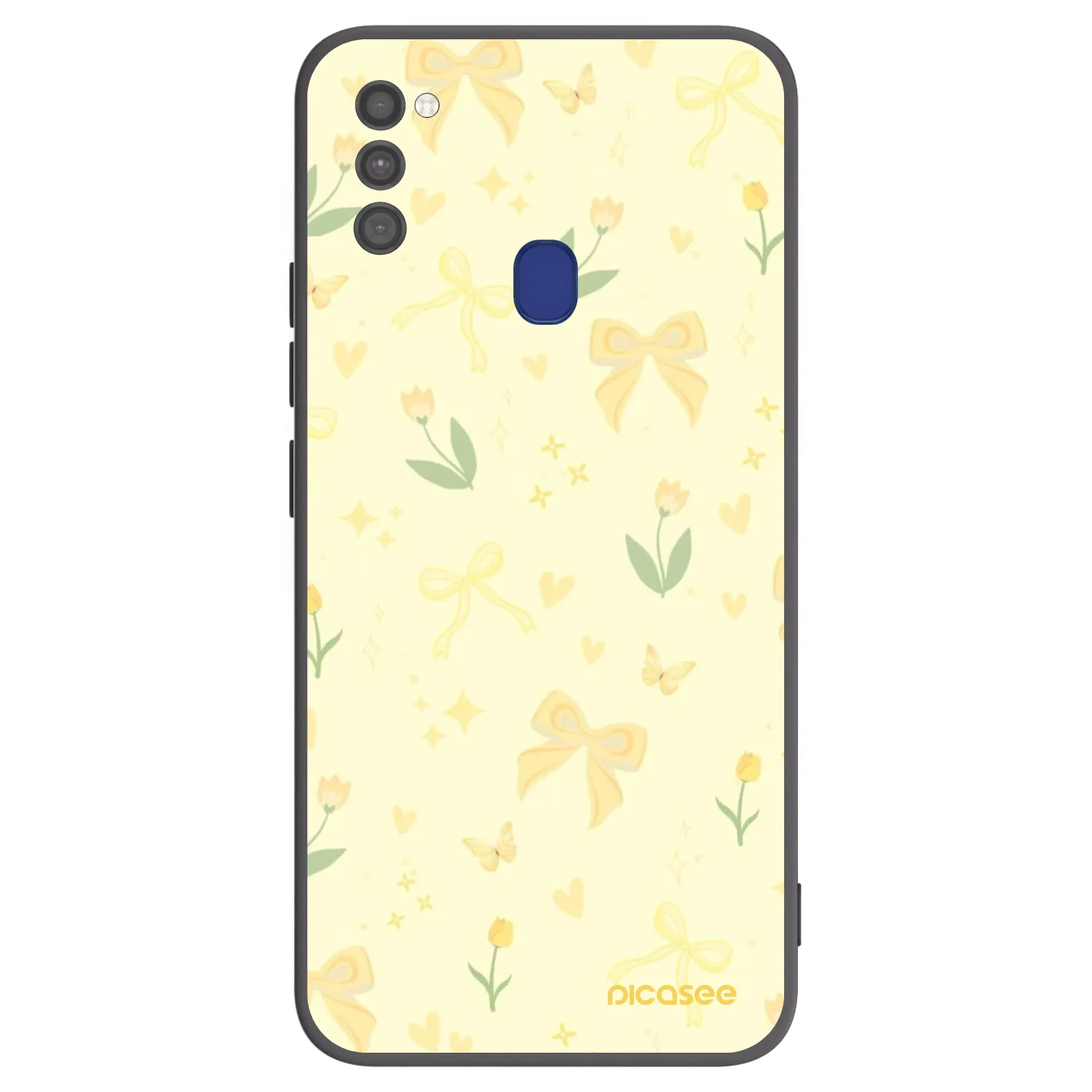 Picasee Μαύρη θήκη σιλικόνης για Samsung Galaxy M21 M215F - Honey Blossom