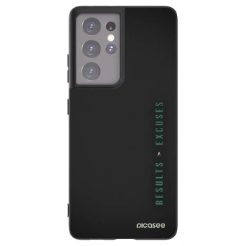 Picasee Μαύρη θήκη σιλικόνης για Samsung Galaxy S21 Ultra 5G G998B - Results x Excuses