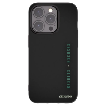 Picasee Μαύρη θήκη σιλικόνης για Apple iPhone 15 Pro - Results x Excuses