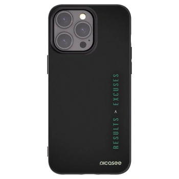 Picasee Μαύρη θήκη σιλικόνης για Apple iPhone 15 Pro Max - Results x Excuses
