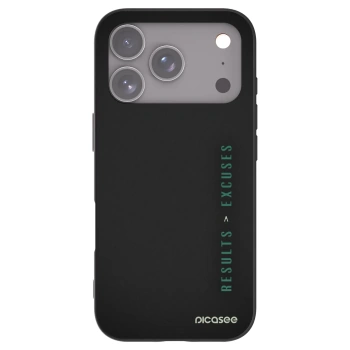 Picasee Μαύρη θήκη σιλικόνης για Apple iPhone 17 Pro - Results x Excuses