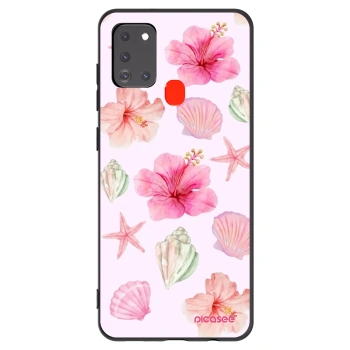 Picasee Μαύρη θήκη σιλικόνης για Samsung Galaxy A21s - Blush Lagoon