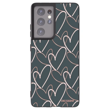 Picasee Μαύρη θήκη σιλικόνης για Samsung Galaxy S21 Ultra 5G G998B - Lots of love