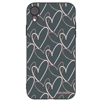 Picasee Μαύρη θήκη σιλικόνης για Apple iPhone XR - Lots of love