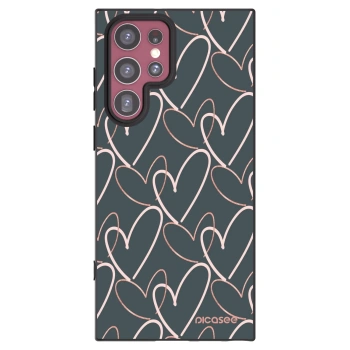 Picasee Μαύρη θήκη σιλικόνης για Samsung Galaxy S22 Ultra 5G - Lots of love