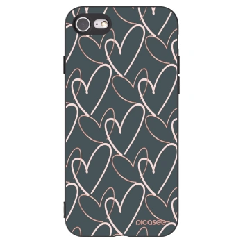 Picasee Μαύρη θήκη σιλικόνης για Apple iPhone 7 - Lots of love