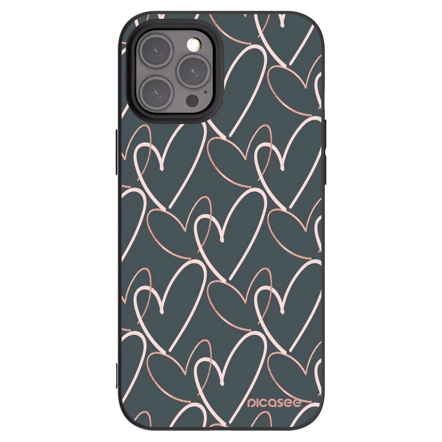 Picasee Μαύρη θήκη σιλικόνης για Apple iPhone 12 Pro Max - Lots of love
