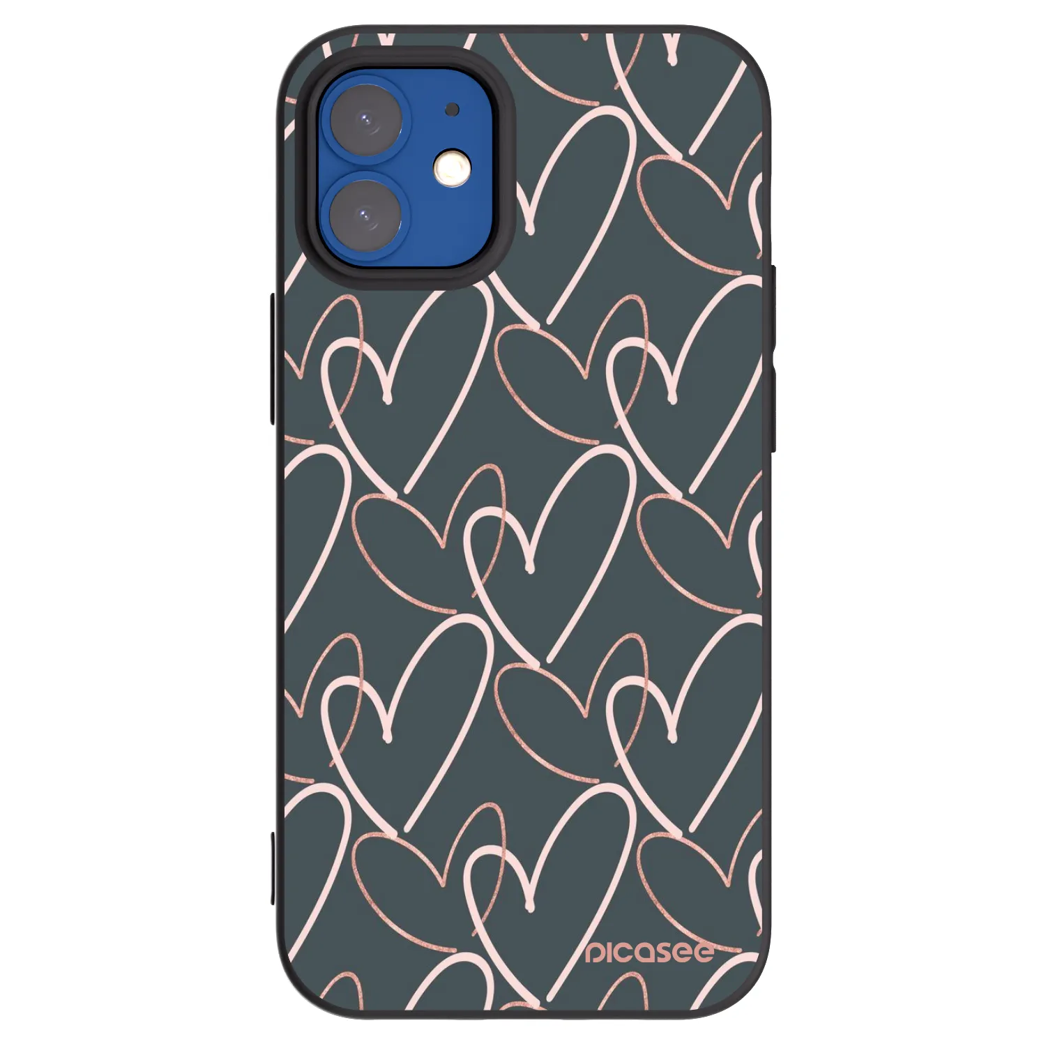 Picasee Μαύρη θήκη σιλικόνης για Apple iPhone 12 mini - Lots of love