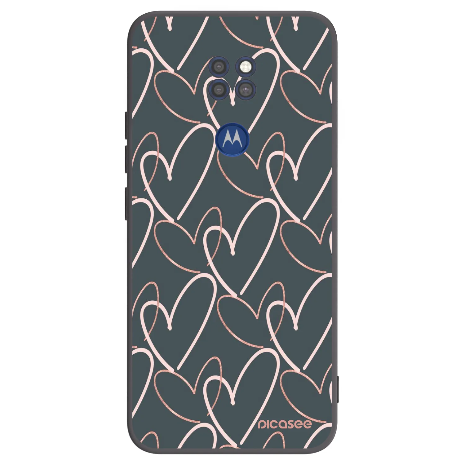 Picasee Μαύρη θήκη σιλικόνης για Motorola Moto G9 Play - Lots of love