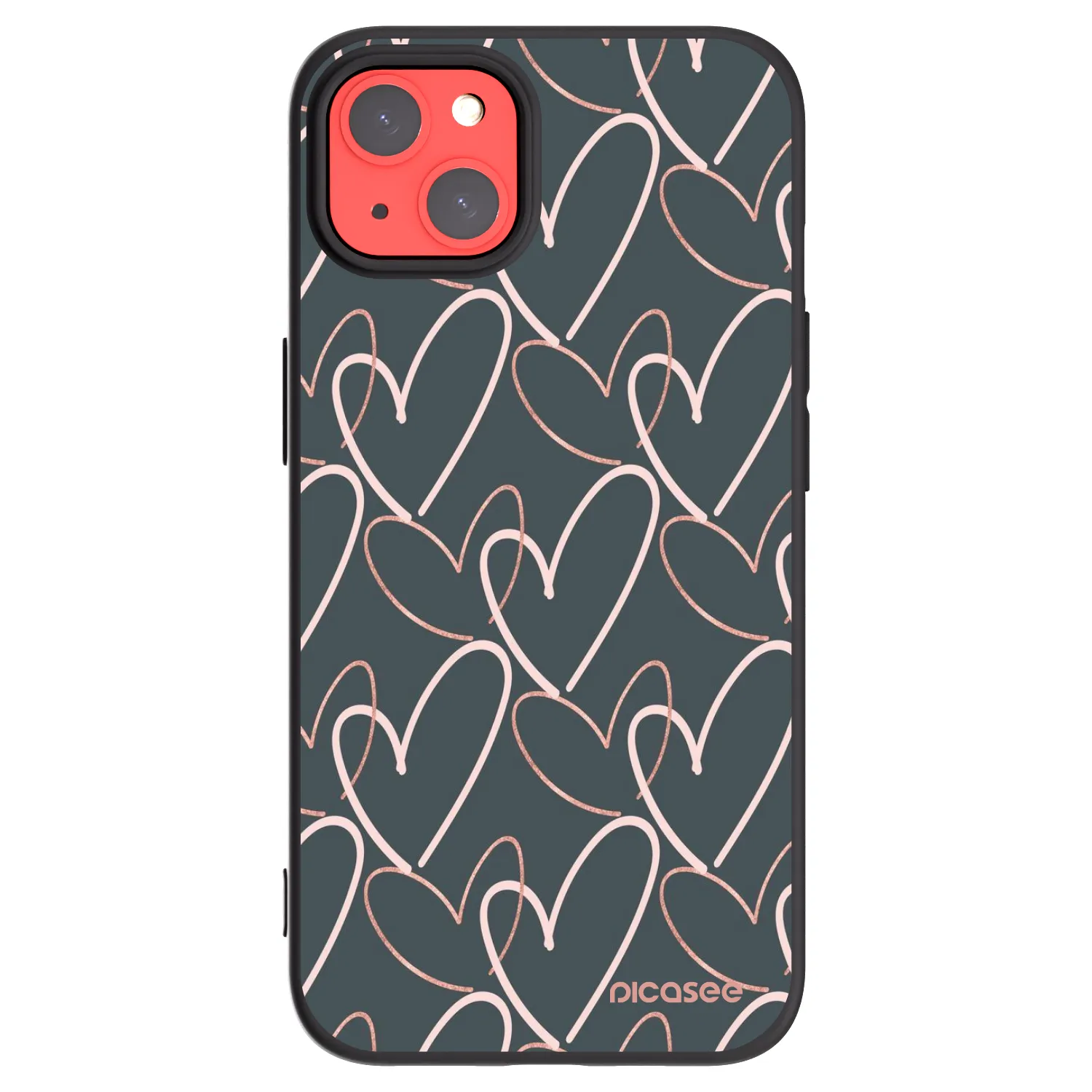 Picasee Μαύρη θήκη σιλικόνης για Apple iPhone 13 - Lots of love