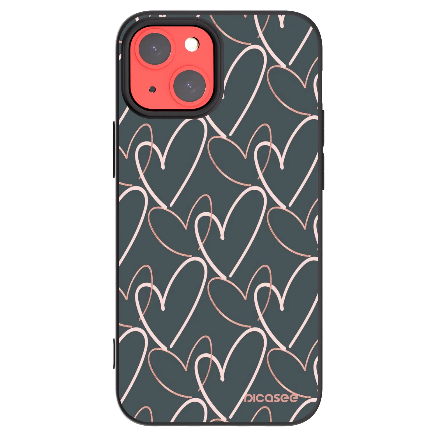 Picasee Μαύρη θήκη σιλικόνης για Apple iPhone 13 mini - Lots of love