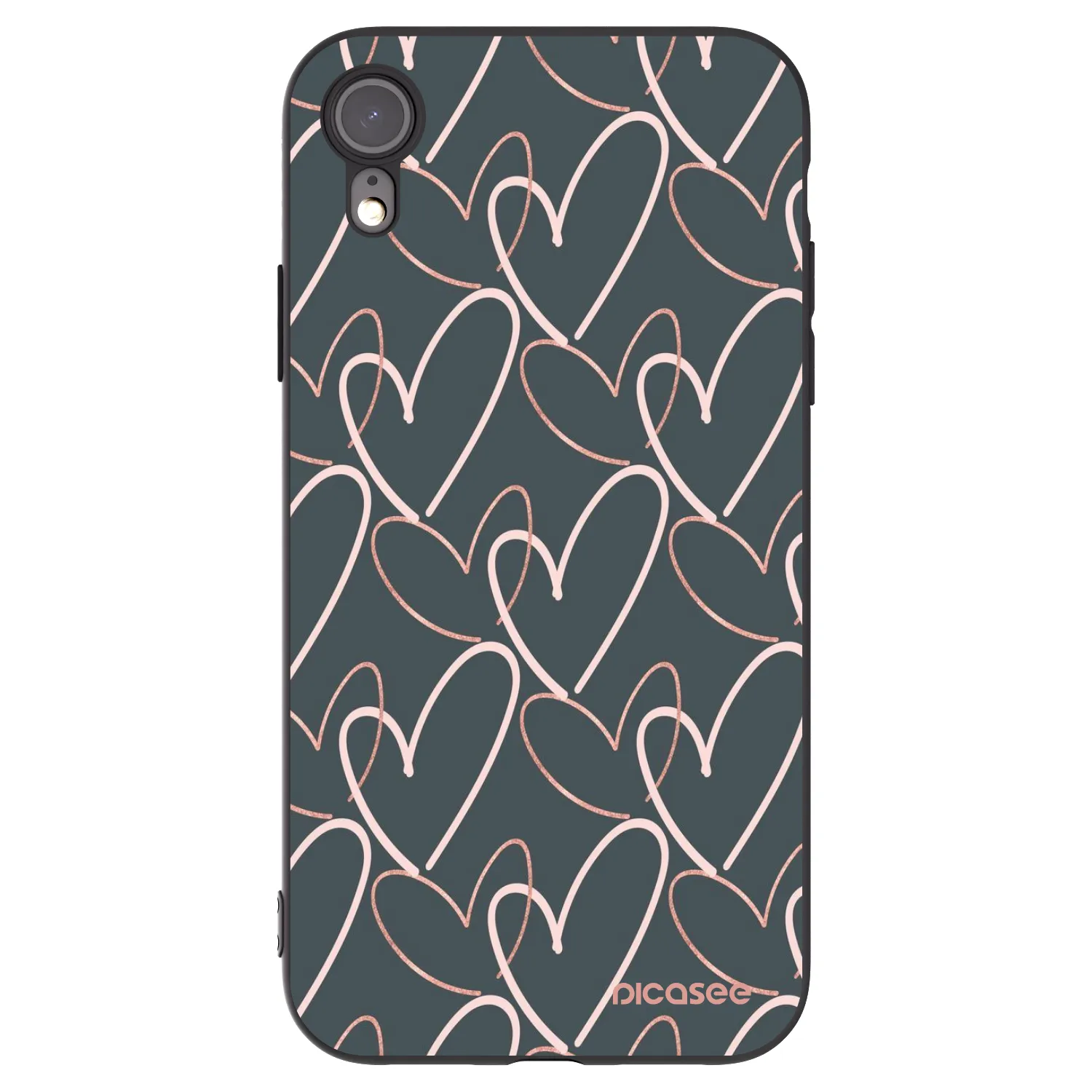 Picasee Μαύρη θήκη σιλικόνης για Apple iPhone XR - Lots of love