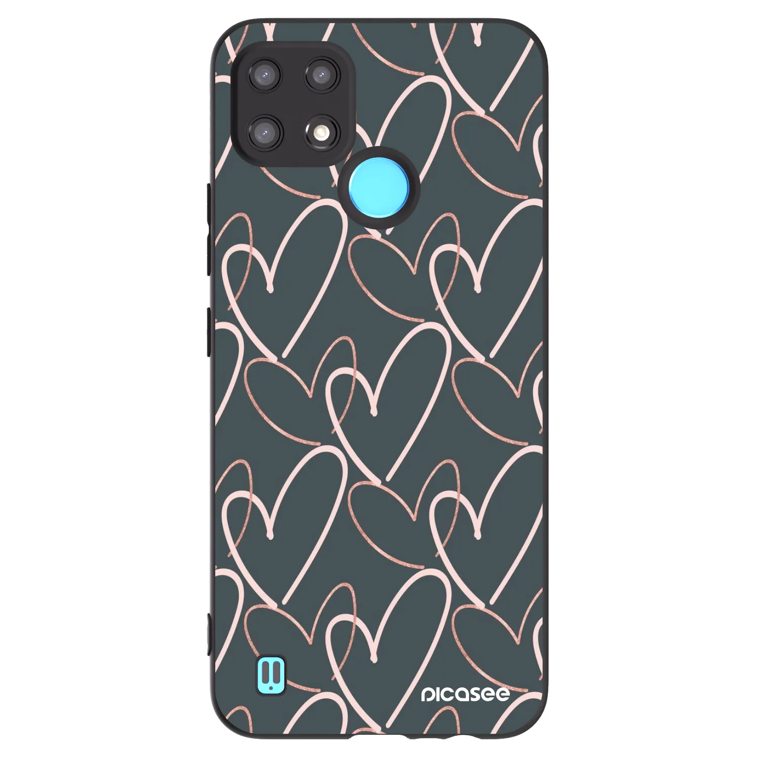 Picasee Μαύρη θήκη σιλικόνης για Realme C21 - Lots of love