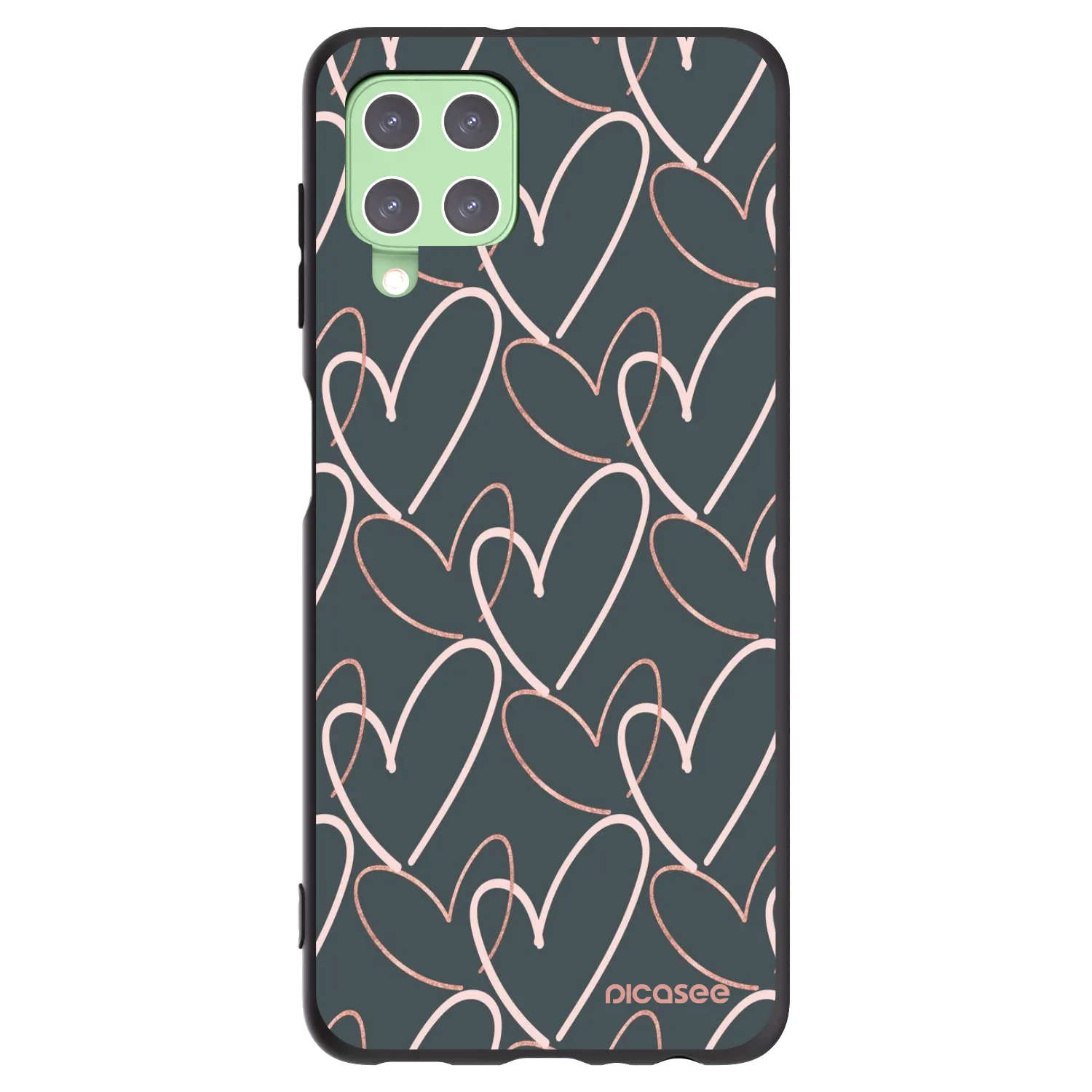 Picasee Μαύρη θήκη σιλικόνης για Samsung Galaxy A22 A225F 4G - Lots of love
