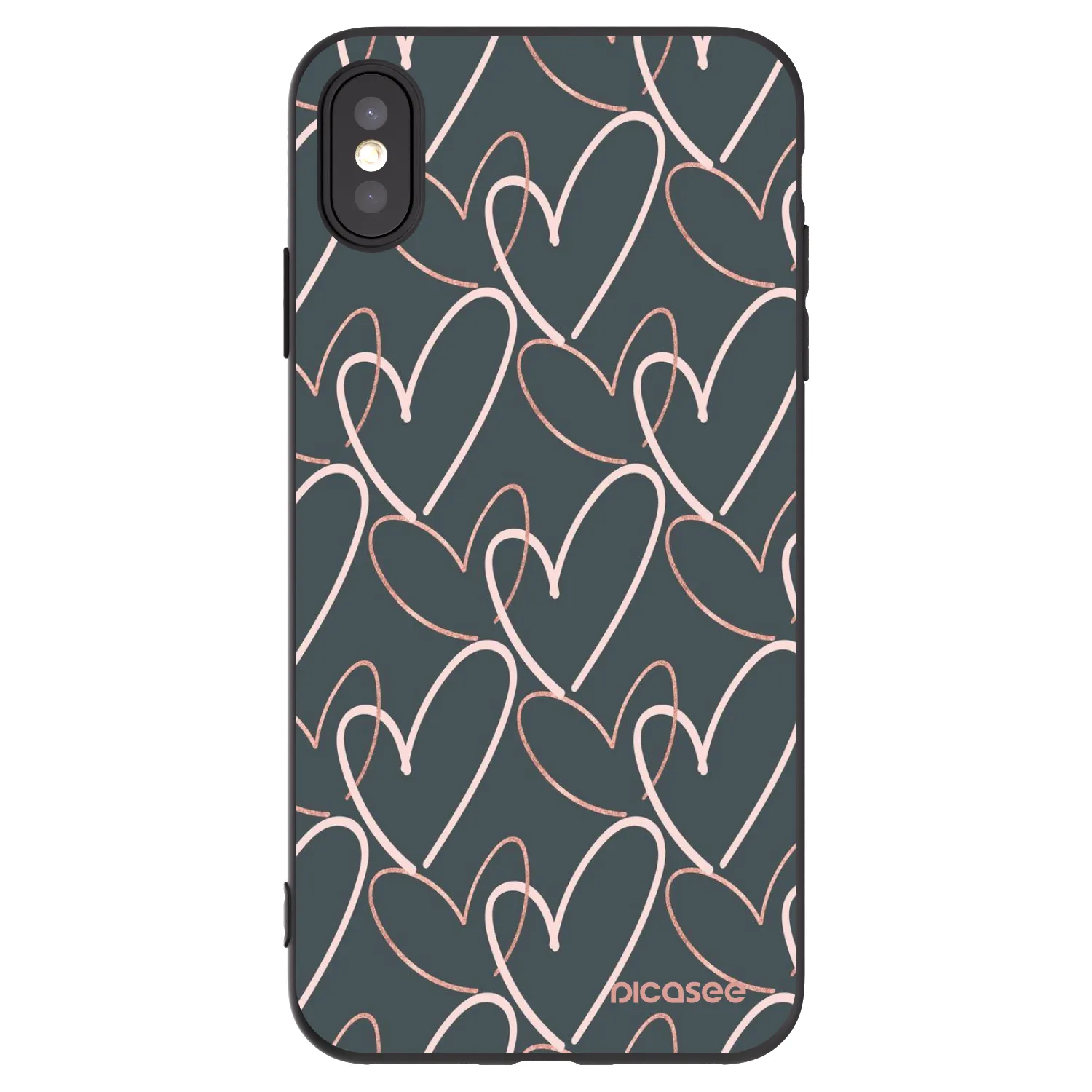 Picasee Μαύρη θήκη σιλικόνης για Apple iPhone XS Max - Lots of love