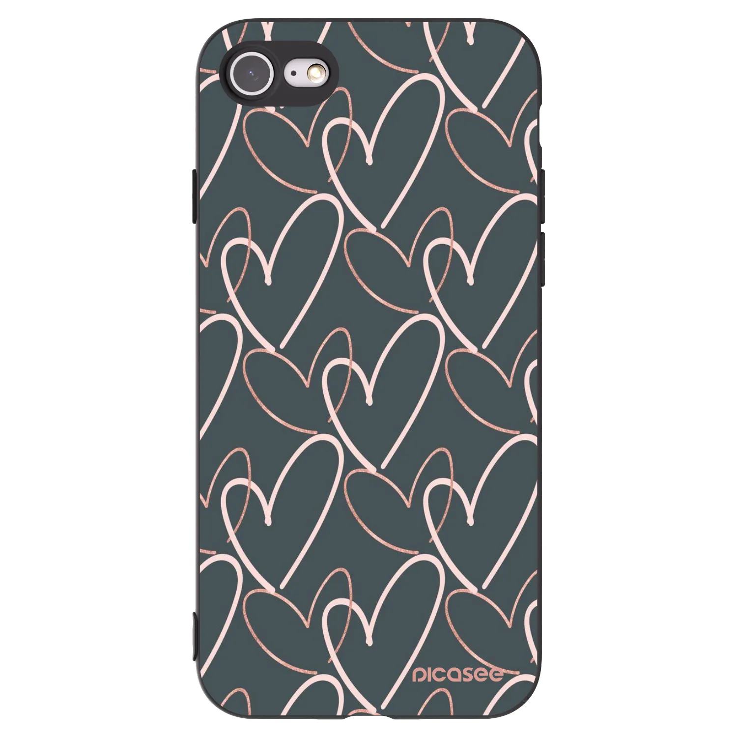 Picasee Μαύρη θήκη σιλικόνης για Apple iPhone SE 2022 - Lots of love