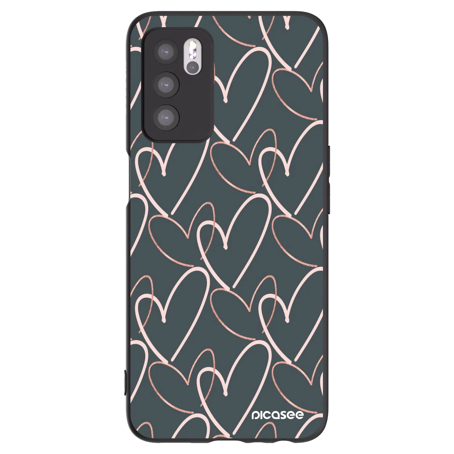 Picasee Μαύρη θήκη σιλικόνης για OPPO A16 - Lots of love