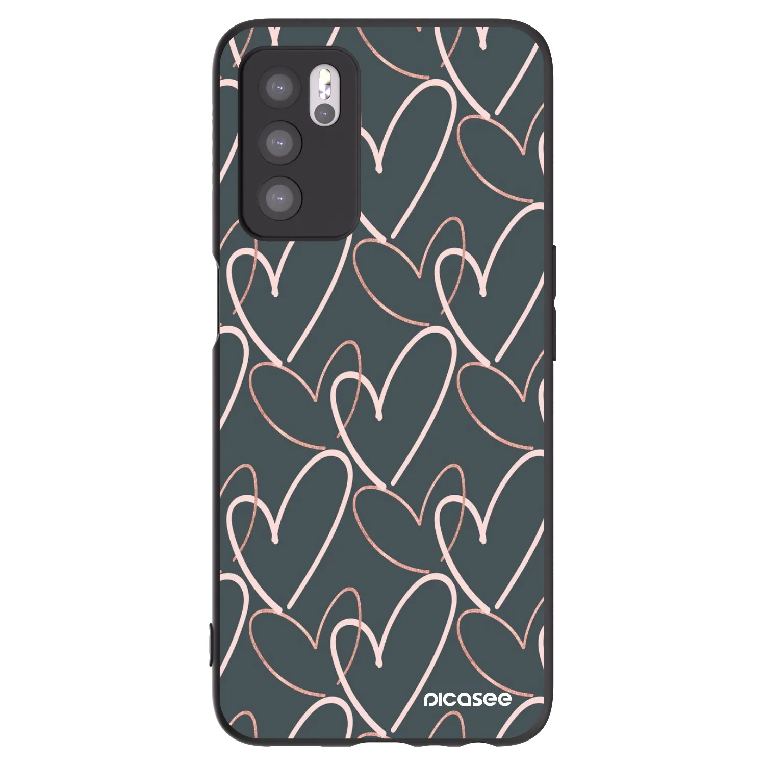 Picasee Μαύρη θήκη σιλικόνης για OPPO A16s - Lots of love