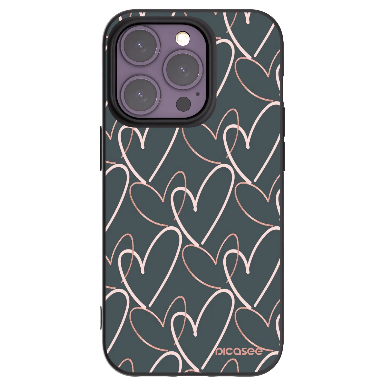Picasee Μαύρη θήκη σιλικόνης για Apple iPhone 14 Pro - Lots of love
