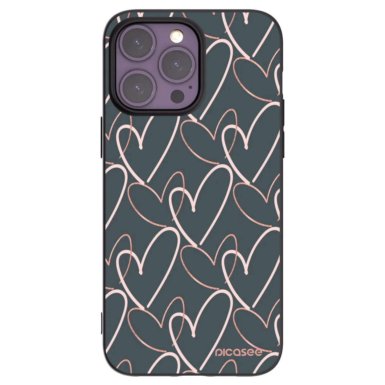 Picasee Μαύρη θήκη σιλικόνης για Apple iPhone 14 Pro Max - Lots of love