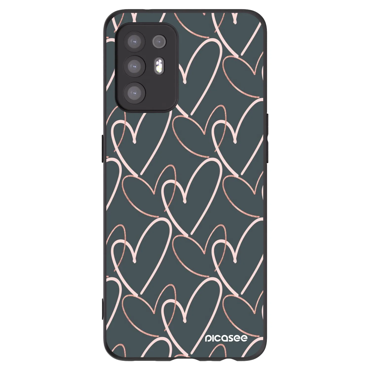 Picasee Μαύρη θήκη σιλικόνης για OPPO A94 5G - Lots of love