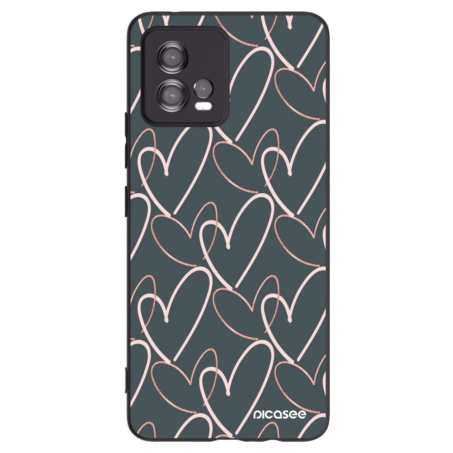 Picasee Μαύρη θήκη σιλικόνης για Motorola Moto G72 - Lots of love