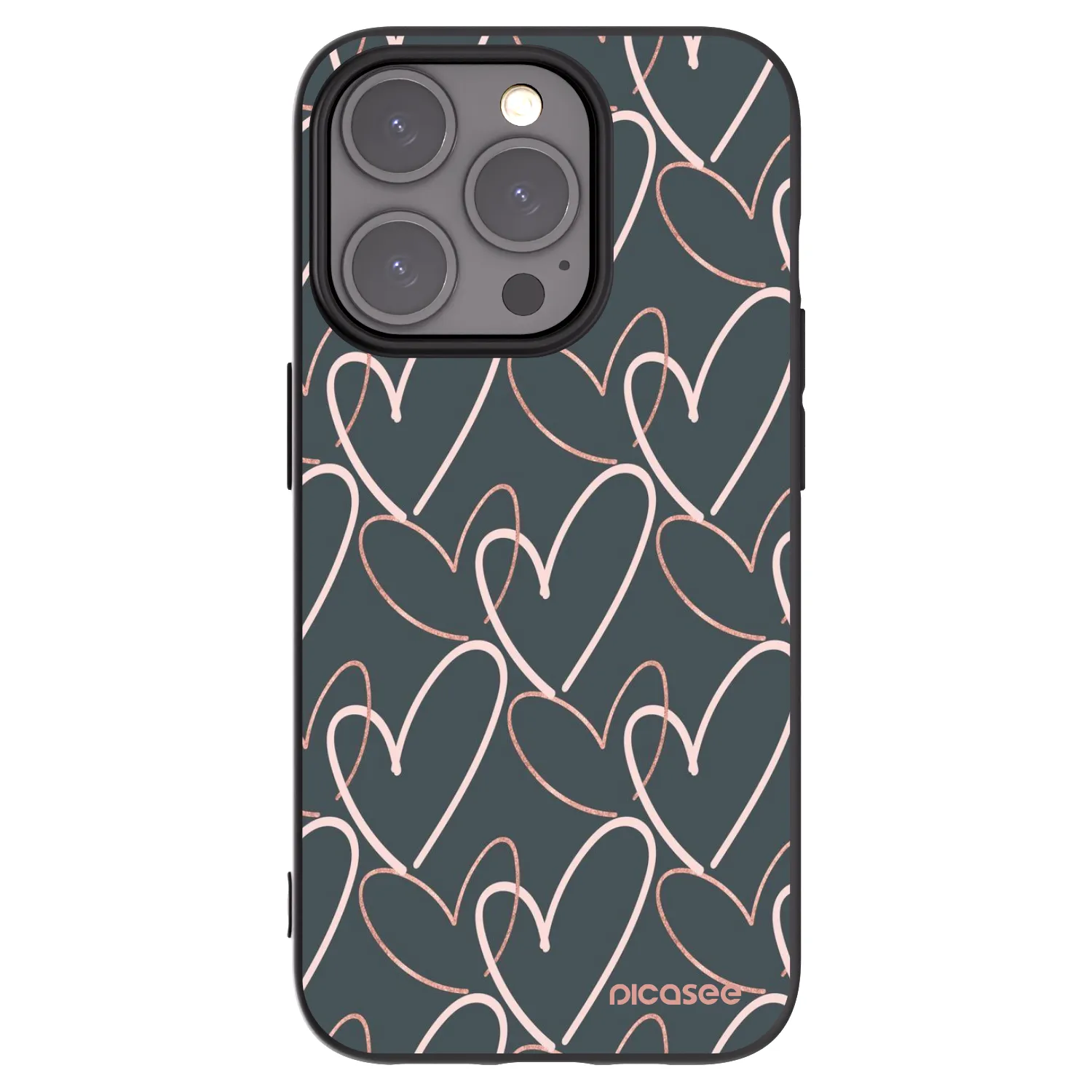 Picasee Μαύρη θήκη σιλικόνης για Apple iPhone 15 Pro - Lots of love