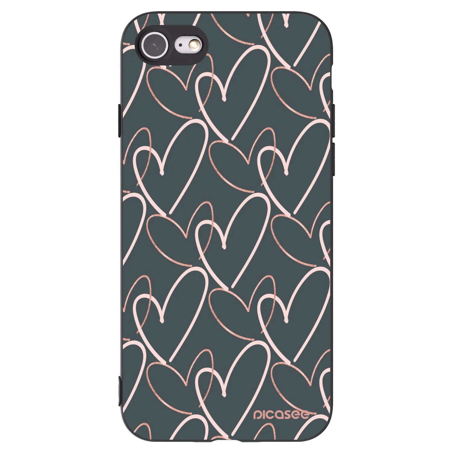 Picasee Μαύρη θήκη σιλικόνης για Apple iPhone 7 - Lots of love