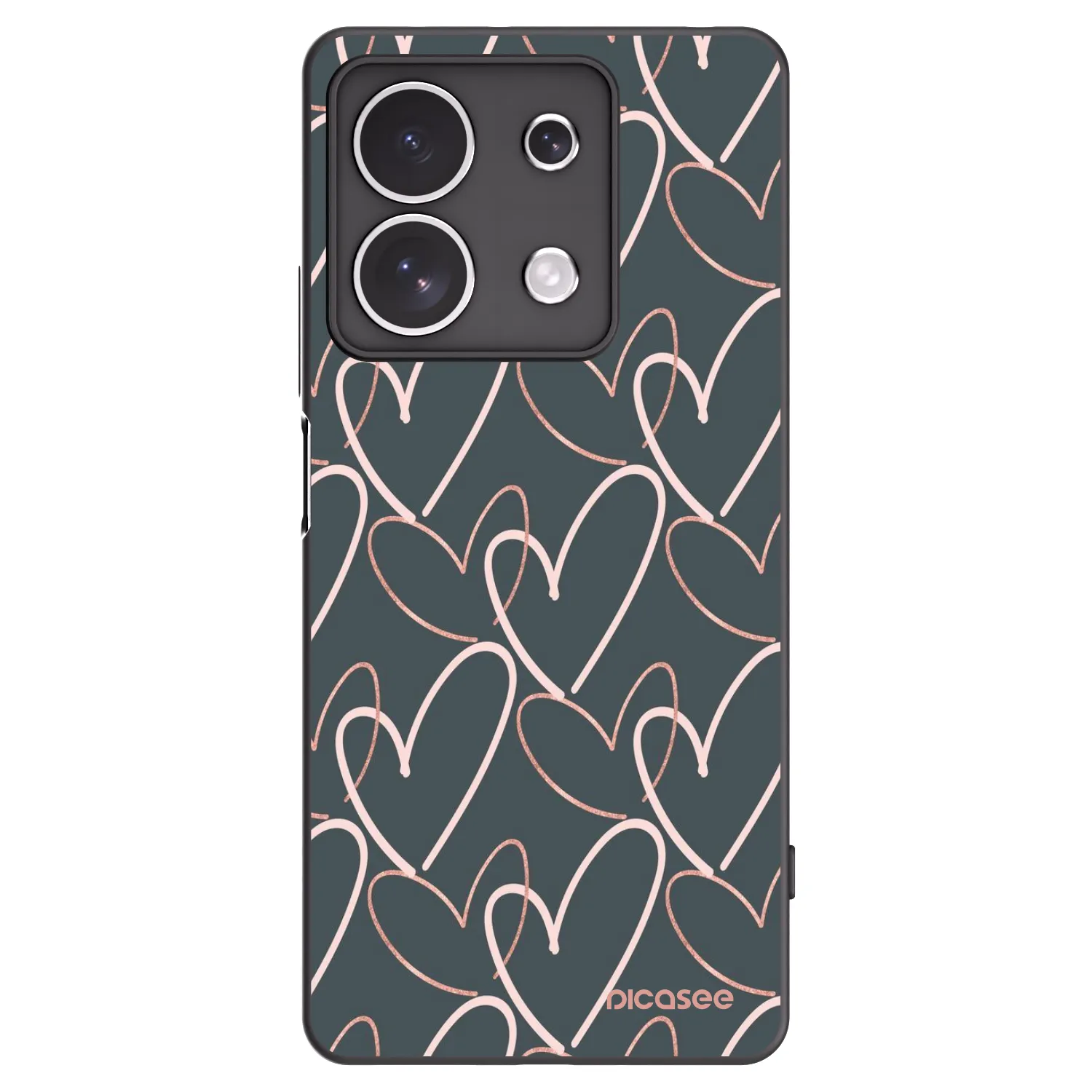 Picasee Μαύρη θήκη σιλικόνης για Xiaomi Redmi Note 13 4G - Lots of love