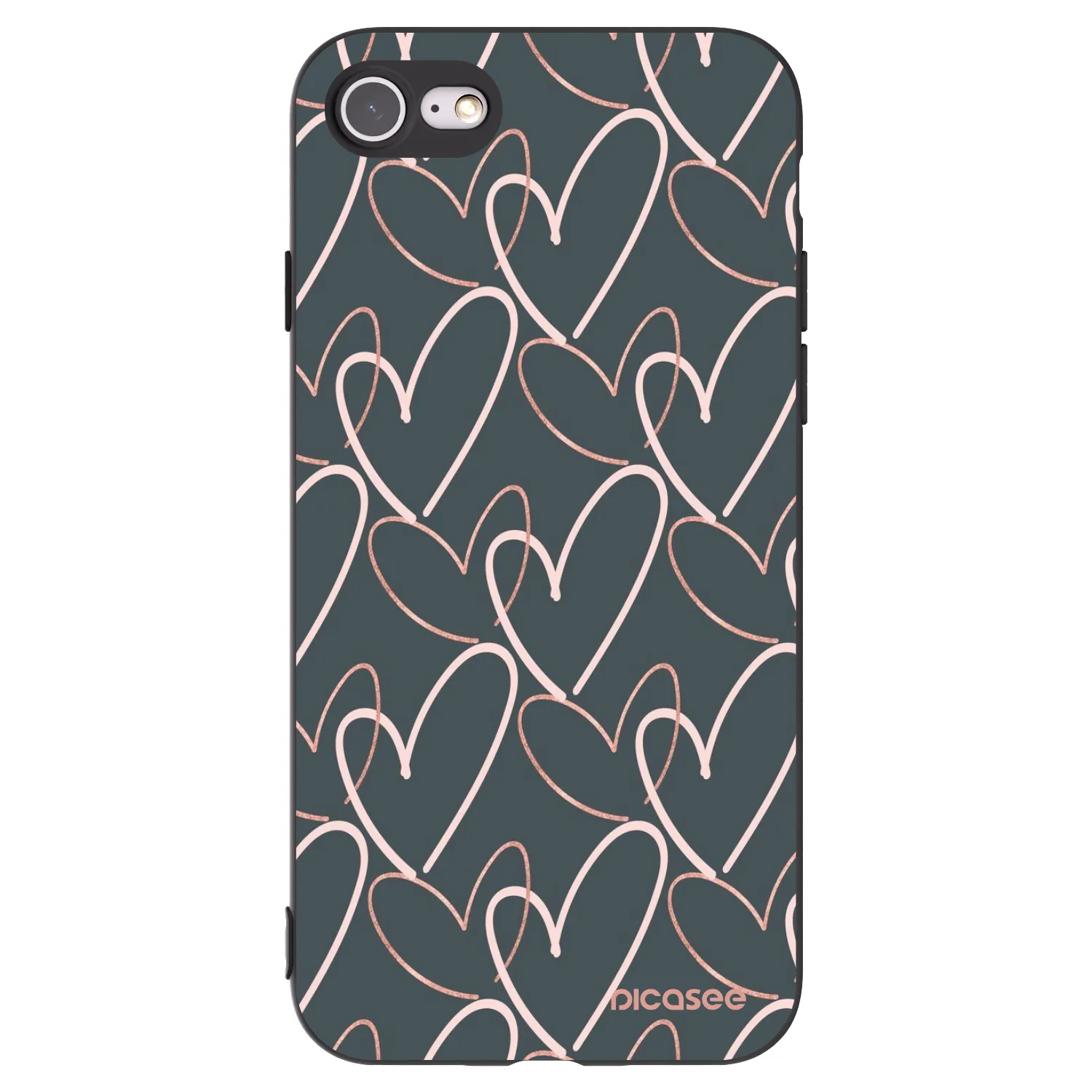 Picasee Μαύρη θήκη σιλικόνης για Apple iPhone 8 - Lots of love