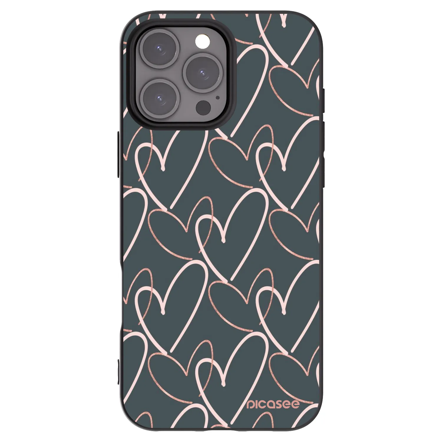 Picasee Μαύρη θήκη σιλικόνης για Apple iPhone 16 Pro Max - Lots of love
