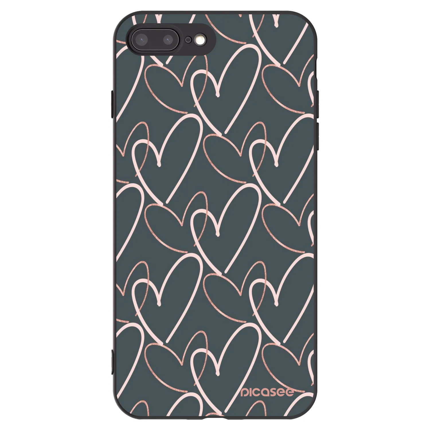 Picasee Μαύρη θήκη σιλικόνης για Apple iPhone 8 Plus - Lots of love