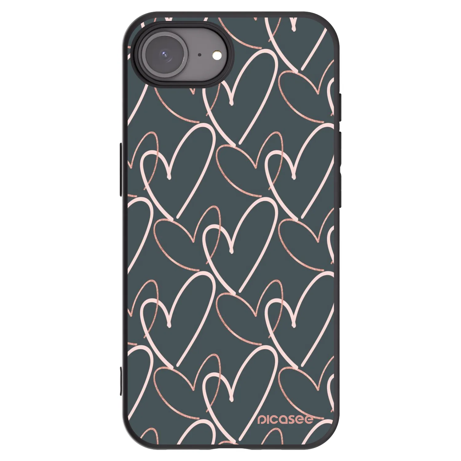 Picasee Μαύρη θήκη σιλικόνης για Apple iPhone 16e - Lots of love